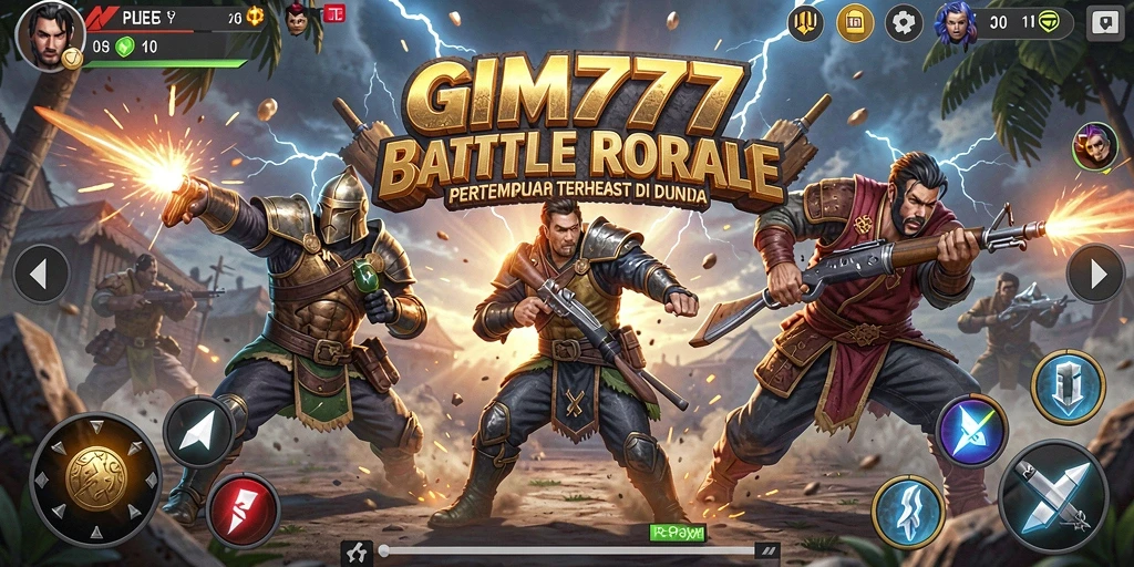 Tampilan gameplay seru dan penuh aksi di GIM777 Battle Royale.