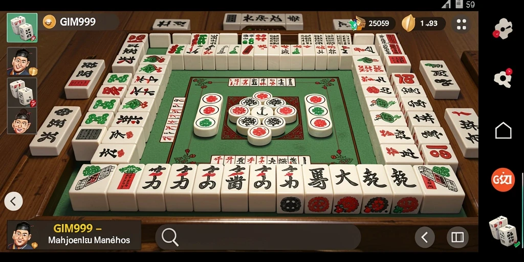 Screenshot GIM999 menampilkan keseruan gameplay Mahjong yang intens.