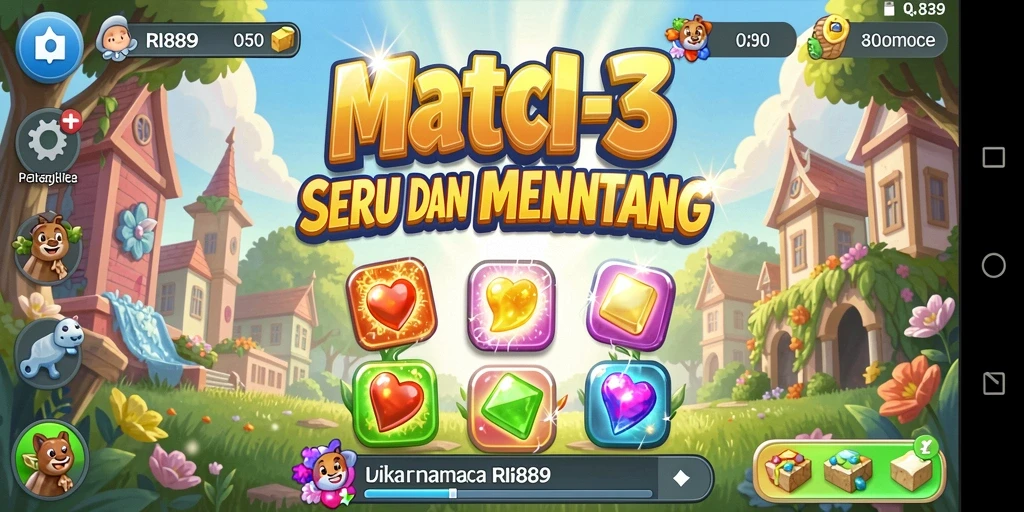 Tampilan utama gameplay RI889 yang penuh warna dan menantang.