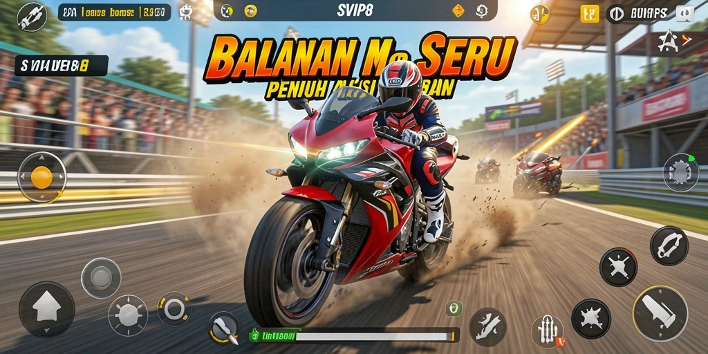 Tampilan gameplay mendebarkan dari game balapan motor SVIP8.